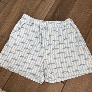 Blue and White game fish marlin Patterned Shorts